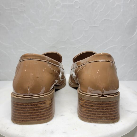 Jones New‎ York Cabeela Loafers Womens 10 Tan Faux Patent Leather Chunky Heels - Picture 8 of 16